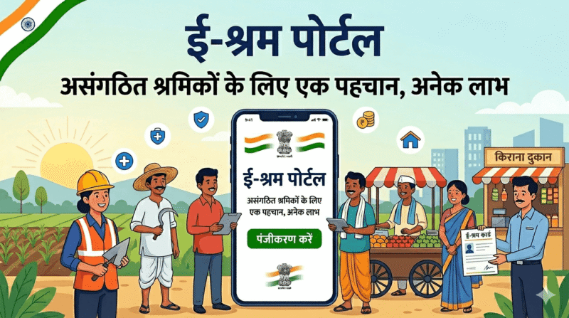 ई-श्रम पोर्टल 2026 (e-Shram): 31 करोड़+ Registration — UAN Card, ₹2 लाख Insurance और 14 Schemes का Free लाभ