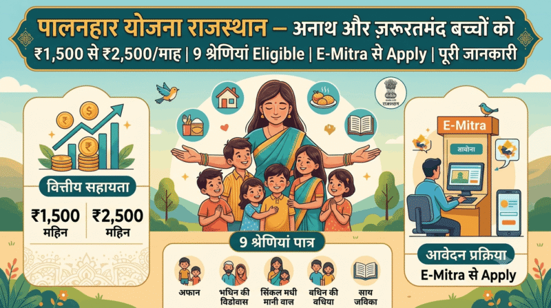 पालनहार योजना राजस्थान 2026 — अनाथ और ज़रूरतमंद बच्चों को ₹1,500 से ₹2,500/माह | 9 श्रेणियां Eligible | E-Mitra से Apply | पूरी जानकारी पालनहार योजना 2026