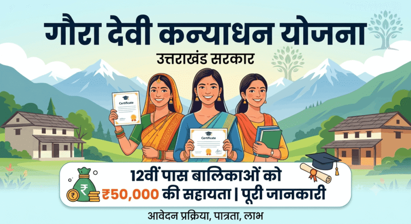 गौरा देवी कन्याधन योजना 2026 (उत्तराखंड) — 12वीं पास बालिकाओं को ₹50,000 की सहायता | पूरी जानकारी गौरा देवी कन्याधन योजना
