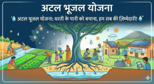 अटल भूजल योजना: जन भागीदारी के माध्यम से भूजल बचाने और स्थायी प्रबंधन को दर्शाता एक दृश्य