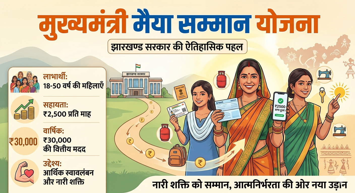 मुख्यमंत्री मैया सम्मान योजना 2026 - झारखंड महिलाओं के लिए ₹2500 मासिक सहायता